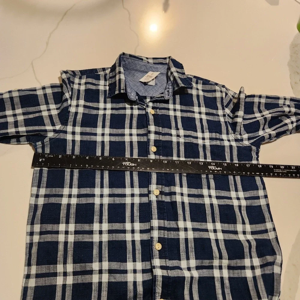 Gap Kids Long Sleeve Plaid Button‎ Up Shirt Blue White Size XL 12 NWT